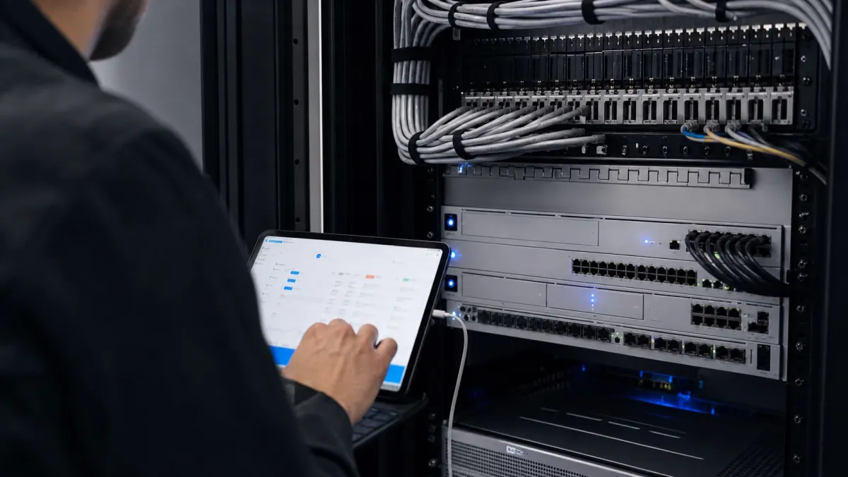 Review of a documented network rack and connected-site infrastructure